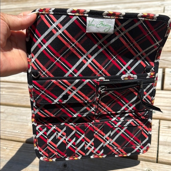 Vera Bradley Black and Red Quilted Wallet with Floral Geometric Pattern - Picture 9 of 11